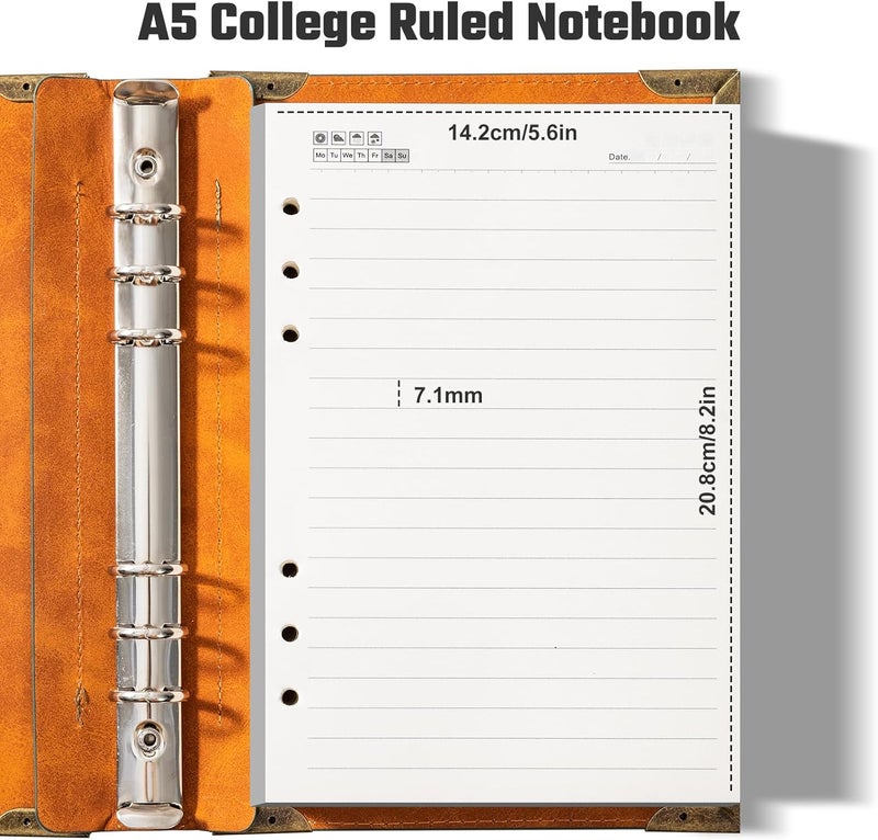 Ovesmusl PU Leather A5 Binder 6 Ring Refillable Journal 100 GSM 240 Pages Refill Paper Include A5 Planner Binder Loose Leaf Binder Notebook 5.7”x8.3”, Brown Tree - Image 3